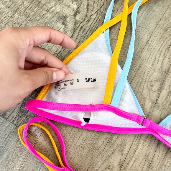 SHEIN color block cheeky thong bikini set S - Picture 6 of 6